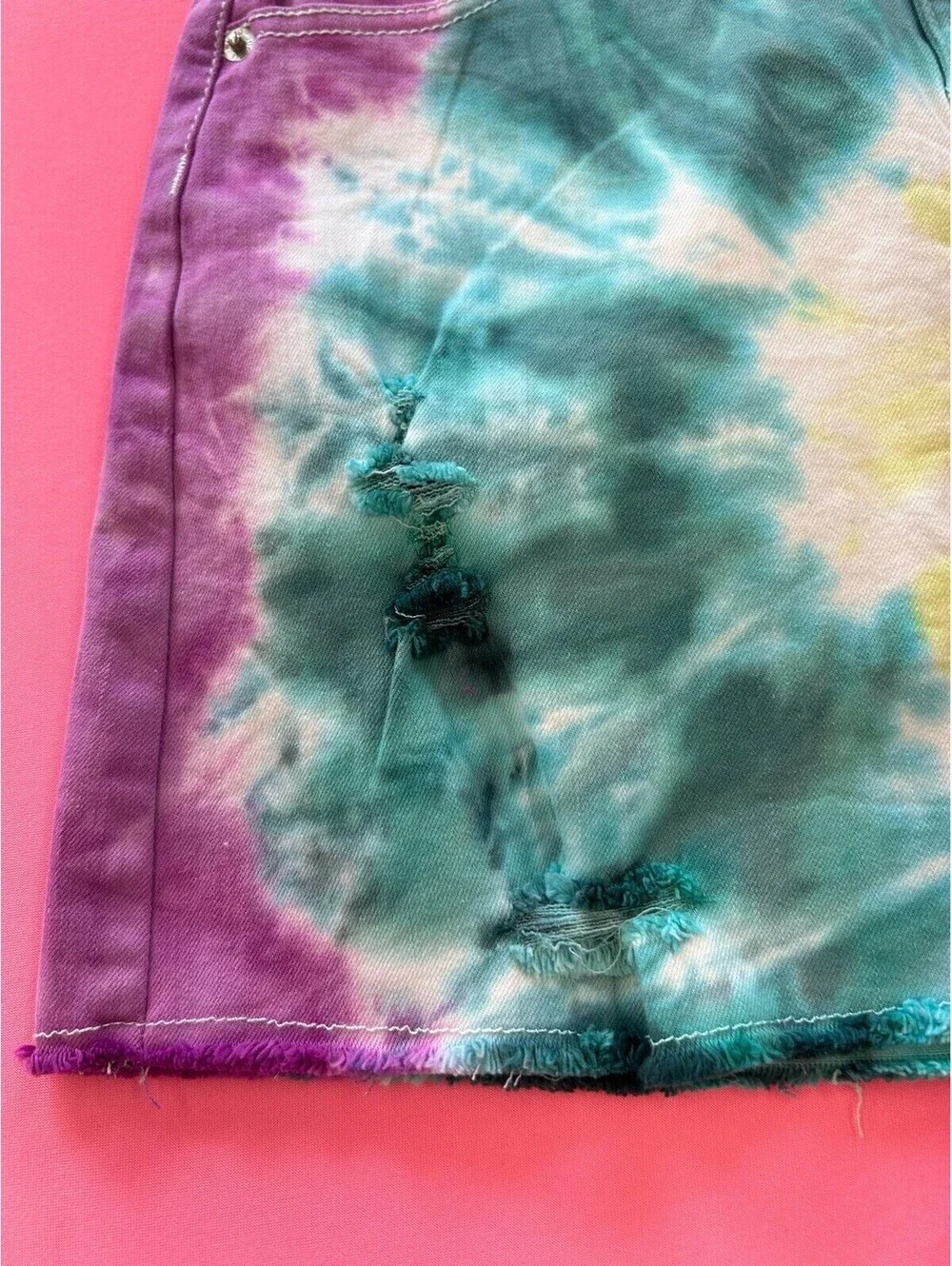 Justice High Rise Skirt. Multi Color Tie Dye. Distressed. Size 12. NWT